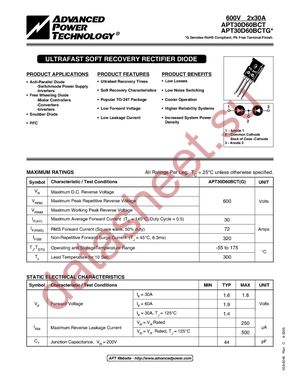 APT30D60BCTG datasheet  